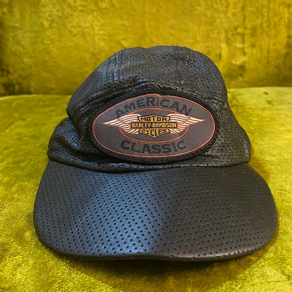 Retro Harley Davidson Leather Cap